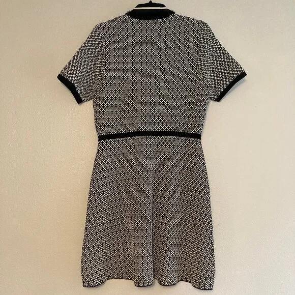 Sandro Paris Polie Dress Black and White Tweed Contrast Trim Women Size 10 - Picture 2 of 10